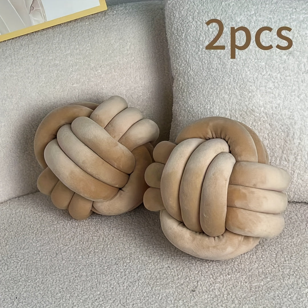 Cuscino Decorativo a Nodo in Velluto - Set 2/3/4 Pezzi - Design Geometrico Minimalista 22x22cm