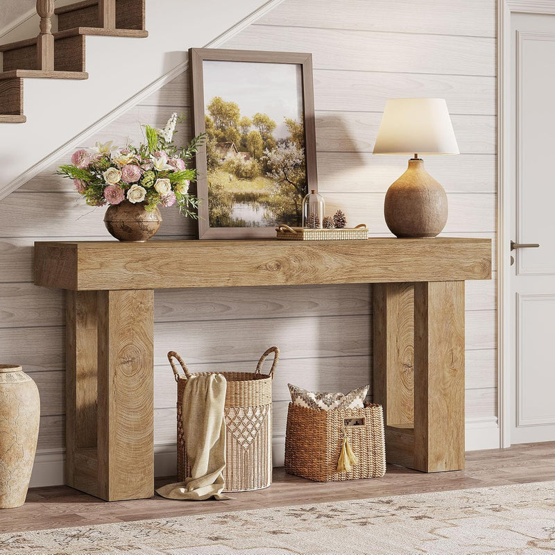 Natural Wood Console 160cm - Contemporary Design Light Oak Entryway Table