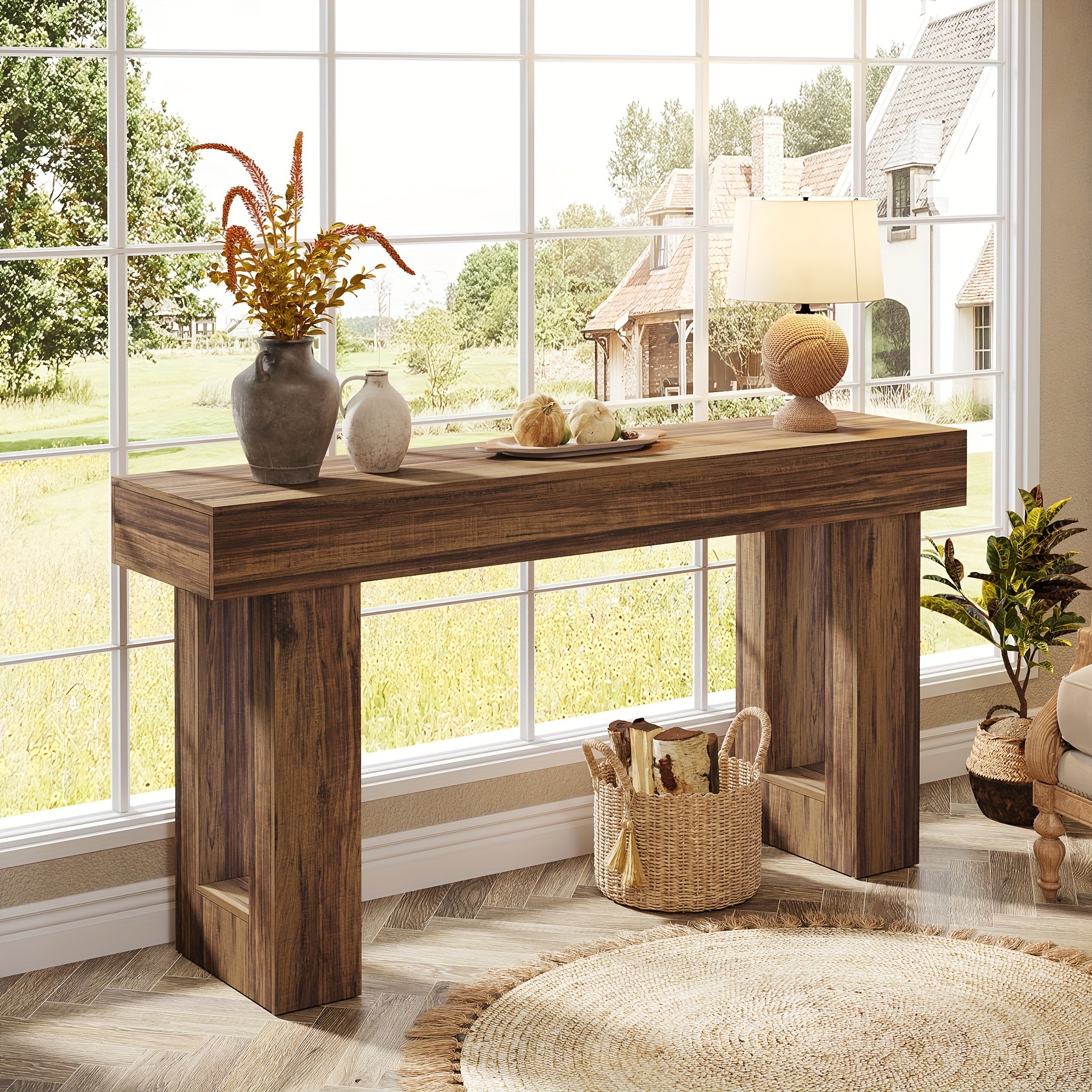 Console Rovere 160cm - Tavolo Ingresso Design Contemporaneo Marrone Naturale