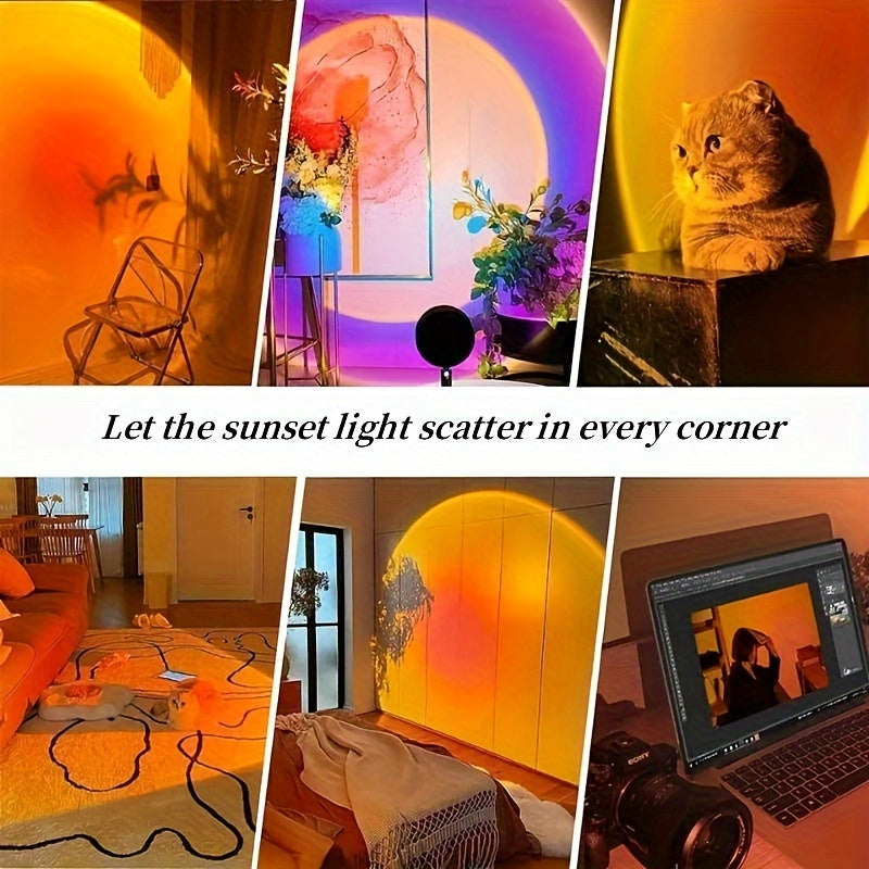 Lampada Proiettore Tramonto LED RGB 16 Colori con Telecomando USB