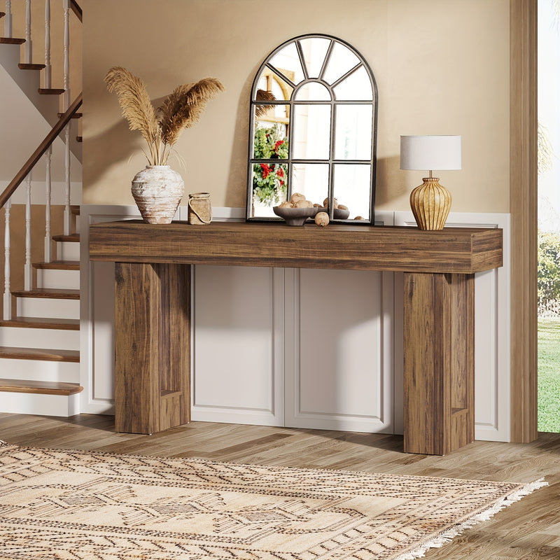 Oak Console Table 160cm - Contemporary Design Natural Brown Entryway Table