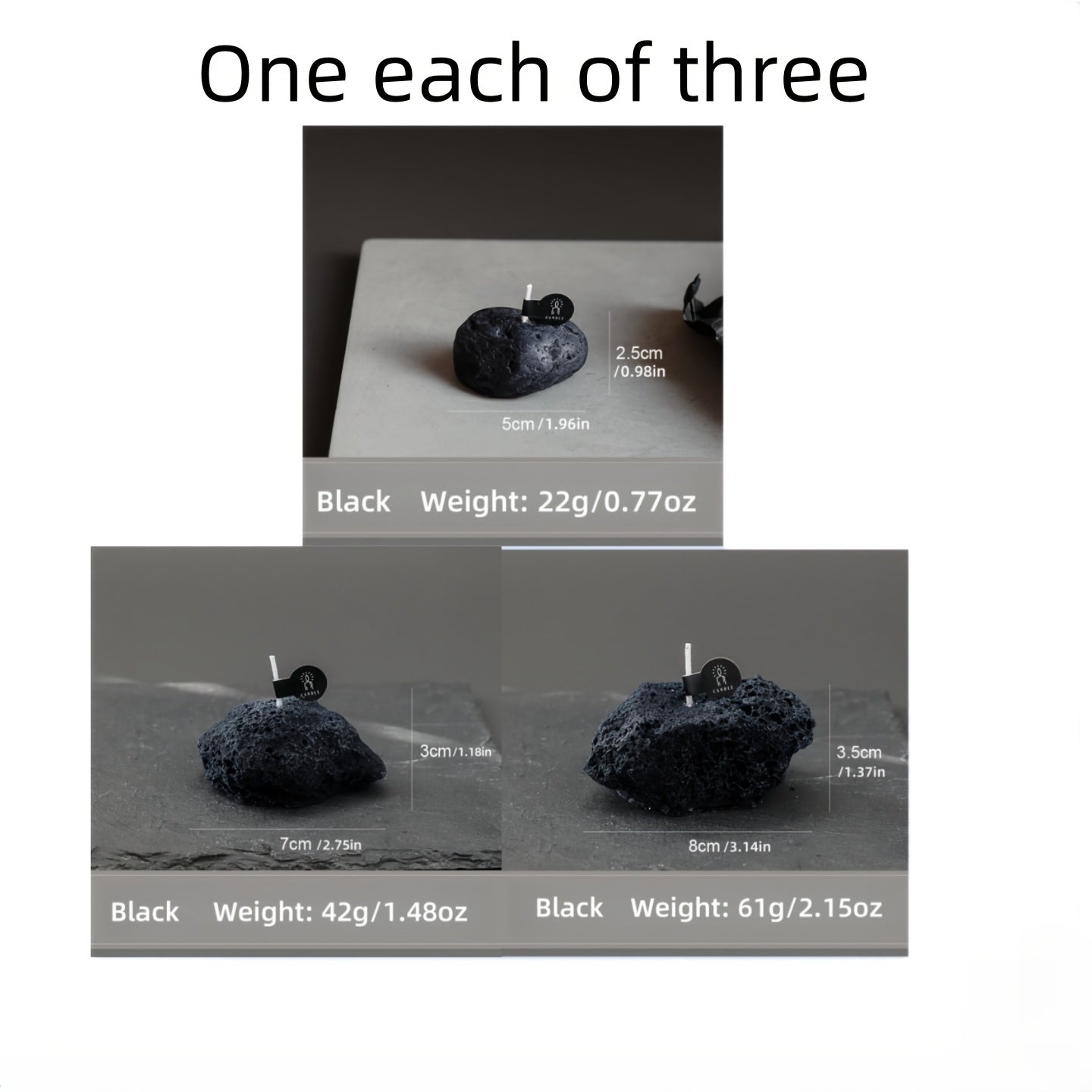 Set 3 Candele Meteorite ASTRUM - Cera di Soia Profumata con Contenitori Effetto Pietra Vulcanica