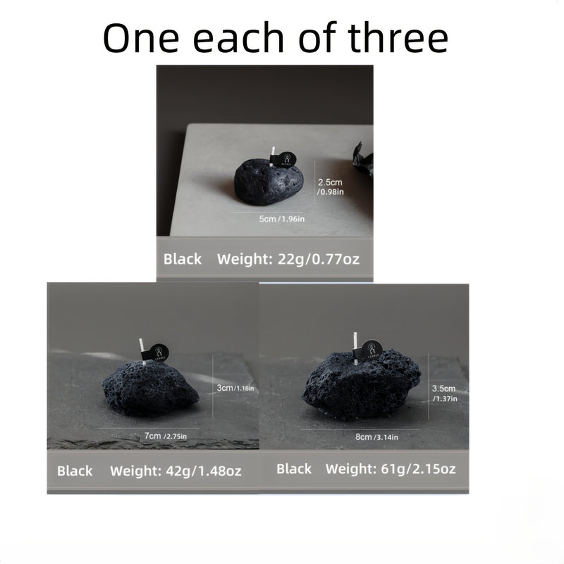 Set of 3 ASTRUM Meteorite Candles - Scented Soy Wax with Volcanic Stone Effect Containers