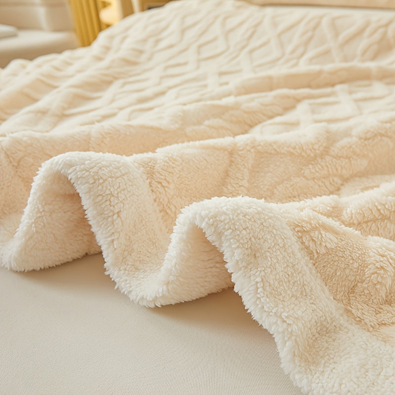 Plaid Pile Corallo Doppia Faccia Texture Geometrica Ultra Morbido