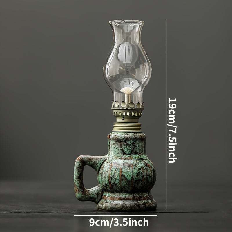 Lampada ad Olio Ceramica LILIUM - Design Vintage con Stoppino Regolabile per Casa e Giardino