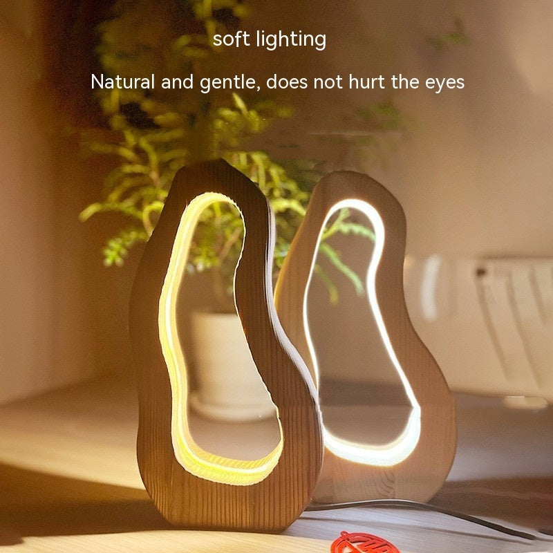 Wooden LED Table Lamp with Perforated Design - Contemporary Minimalist Style