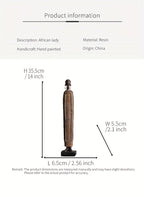 Scultura Tribale Africana di 36,5 cm Resina Effetto Legno Intagliato a Mano