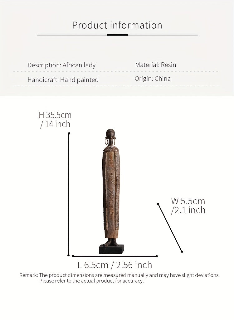 Scultura Tribale Africana di 36,5 cm Resina Effetto Legno Intagliato a Mano