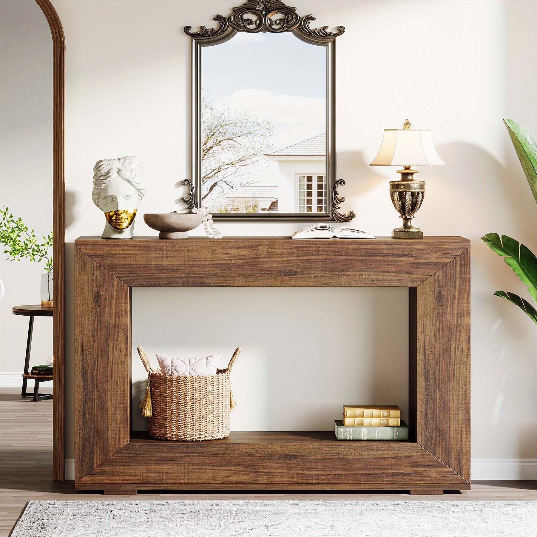 BORG Dark Walnut Entryway Console Table