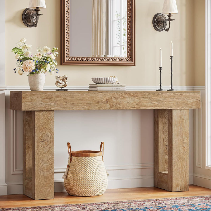 Natural Wood Console 160cm - Contemporary Design Light Oak Entryway Table