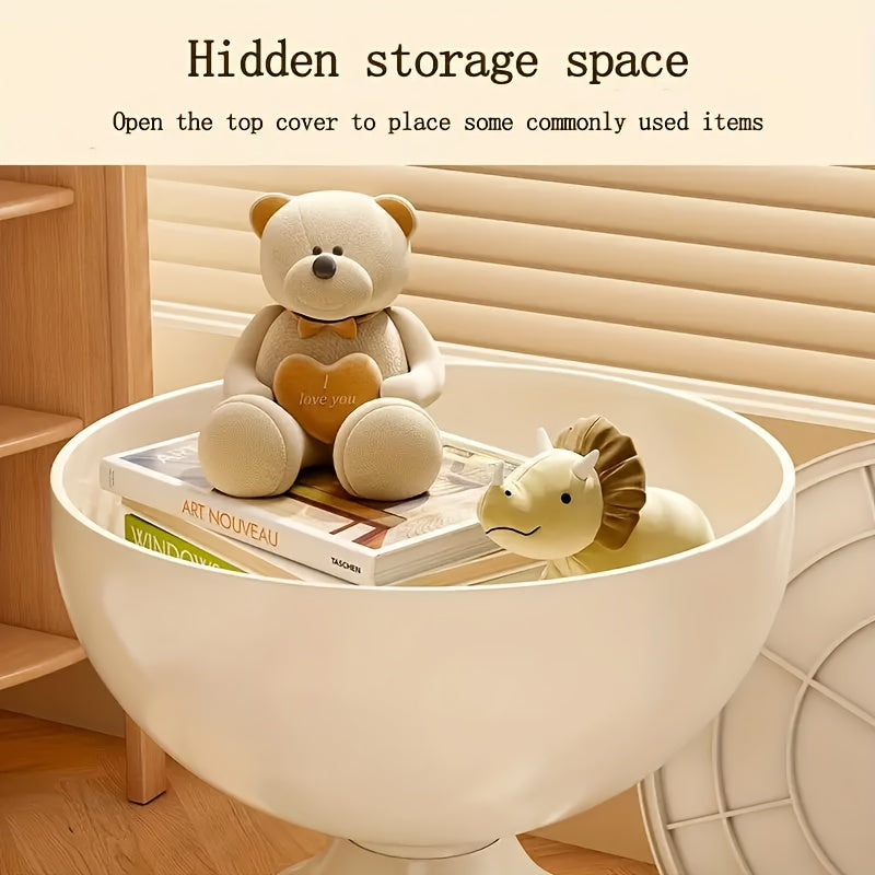 Tavolino Scultoreo Bianco 41cm - Design Moderno con Base Geometrica per Soggiorno e Camera