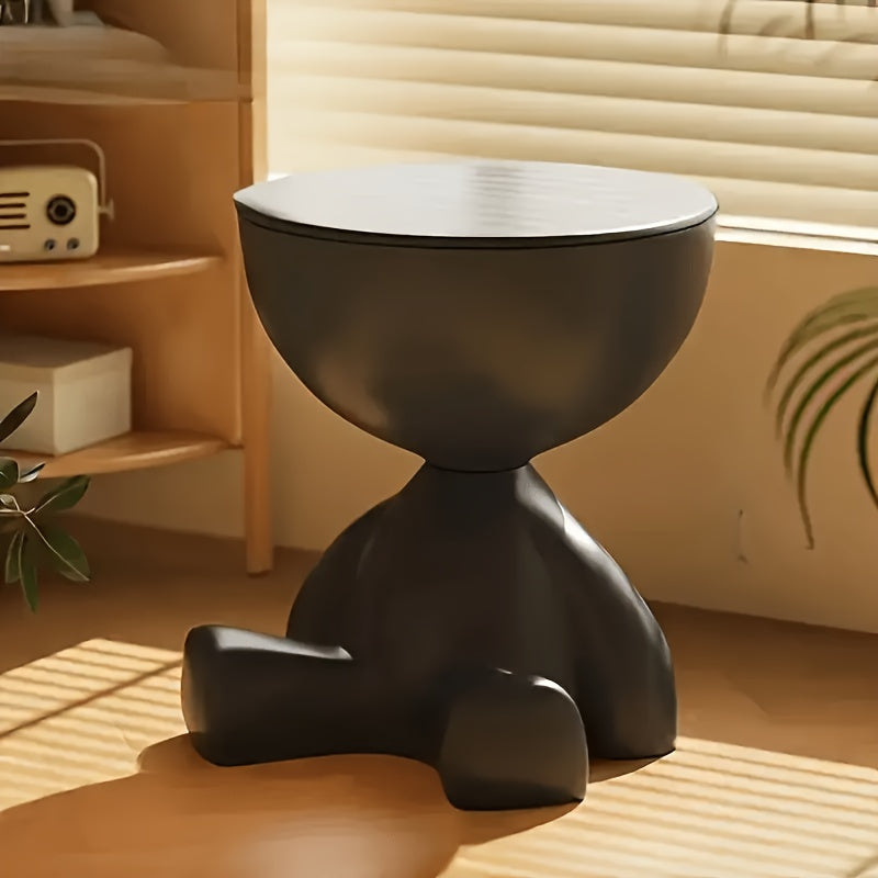 Tavolino Scultoreo Bianco 41cm - Design Moderno con Base Geometrica per Soggiorno e Camera