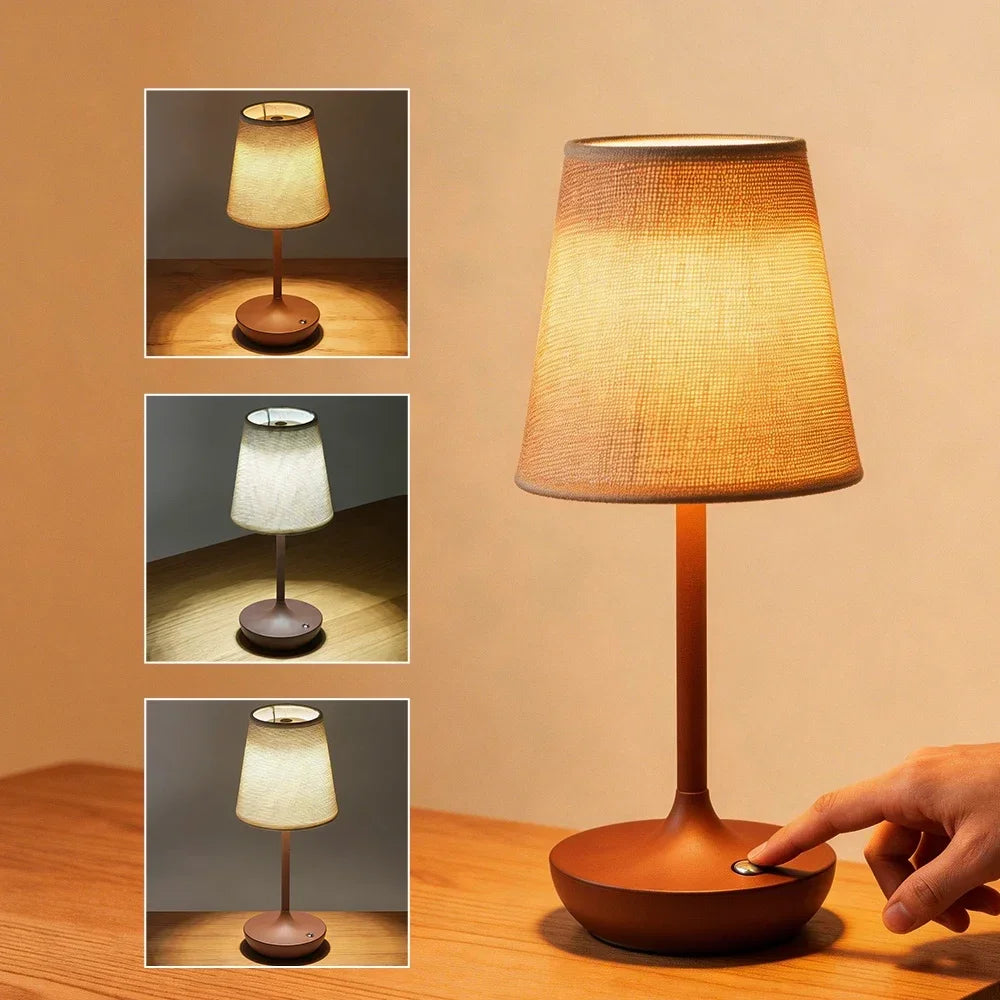 TESSA rechargeable table lamp with a fabric shade — alternate product view 4