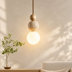 SOLEN Travertine and Wood Pendant Light — additional product view 3