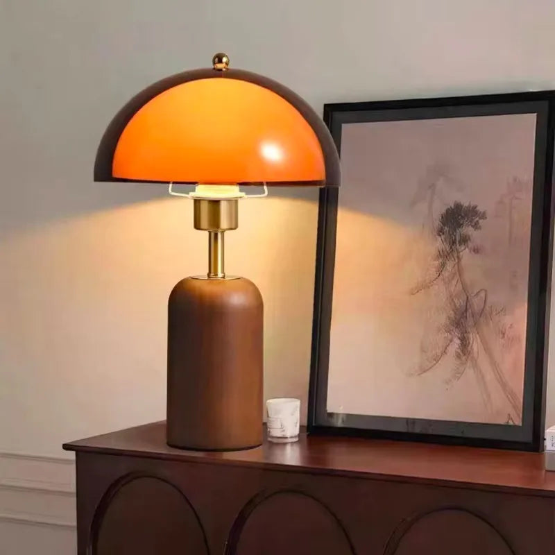 KINU 39 cm wood and acrylic decorative accent table lamp