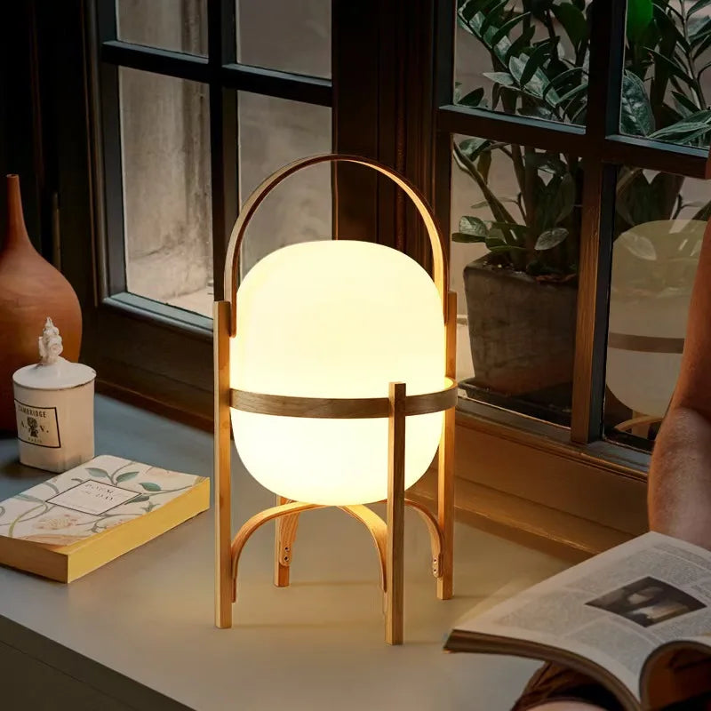 ELVA Wood and Frosted Glass Floor Lamp — additional product view 2