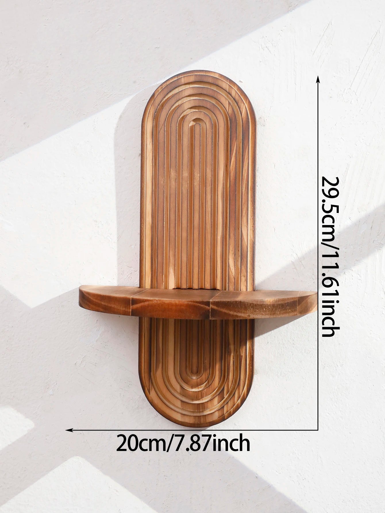 Mensola da Parete in Legno Naturale Design Geometrico Boho