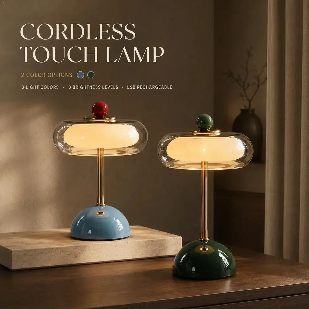 VETRA glass and metal touch-operated table lamp