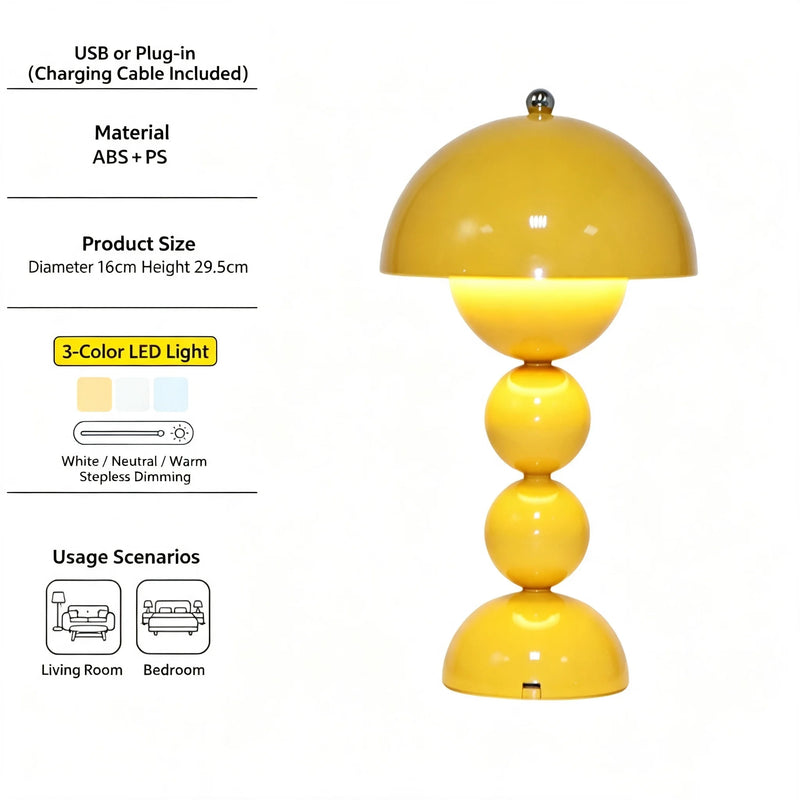 FIORA sculptural LED table lamp with domed shade and spherical details — alternate product view 7