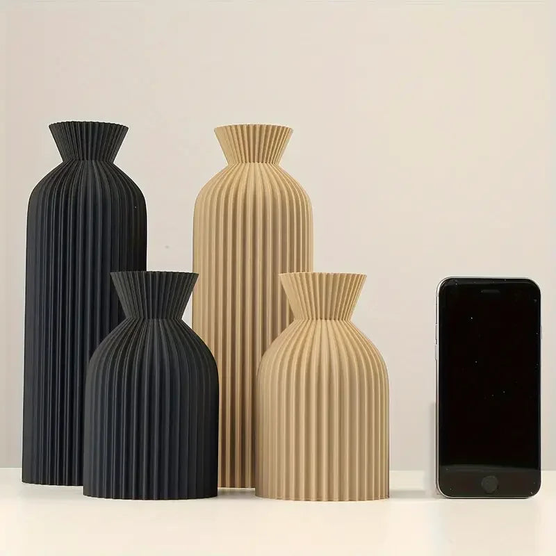 Fluted Decorative Vase Matte Finish Modern Minimalist Design