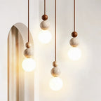 SOLEN Travertine and Wood Pendant Light
