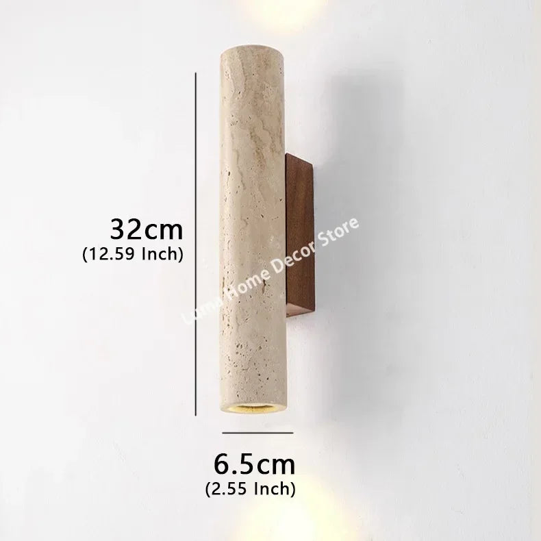 Lampada da Parete Cilindrica in Pietra Travertino - Design Moderno LED