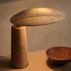 NAGI Wooden Table Lamp with Oval Fabric Shade
