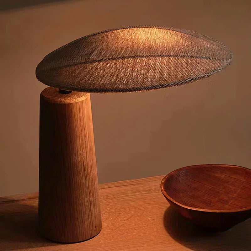 NAGI Wooden Table Lamp with Oval Fabric Shade — additional product view 4