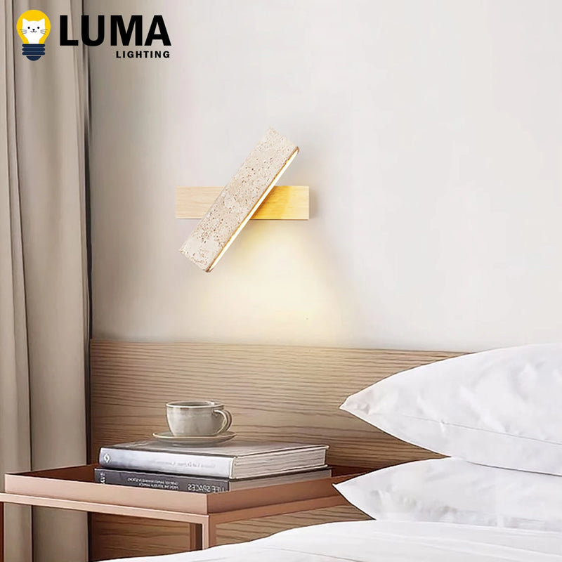 Natural Travertine LED Wall Lamp - Japanese Wabi-Sabi Design