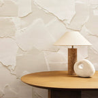 ISORA textured stone-look table lamp with a fabric shade