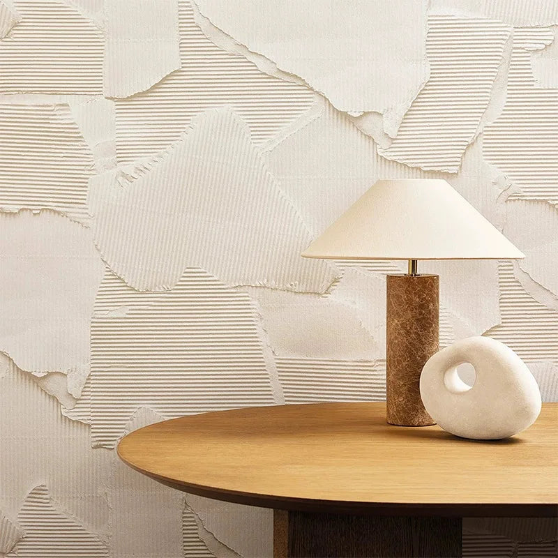 ISORA textured stone-look table lamp with a fabric shade