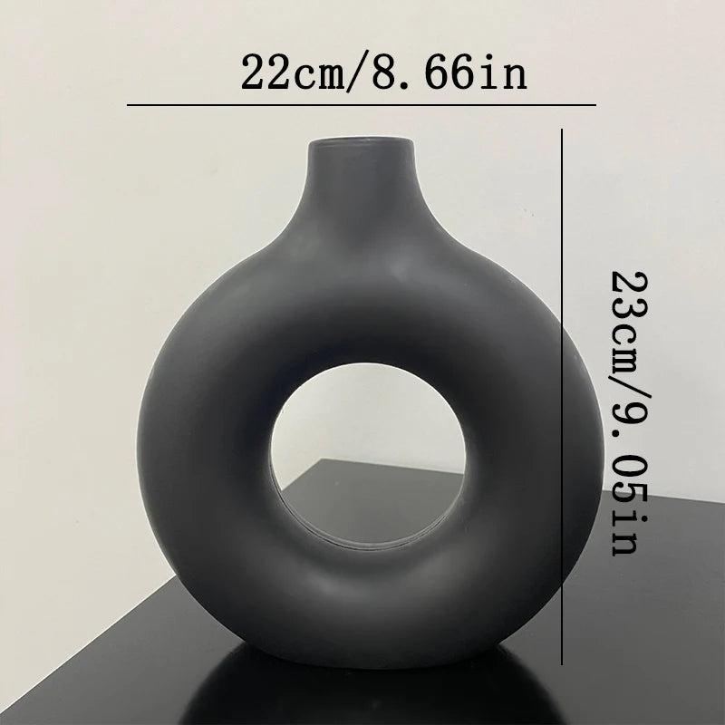 White Decorative Nordic Design Vase with Central Sculptural Hole