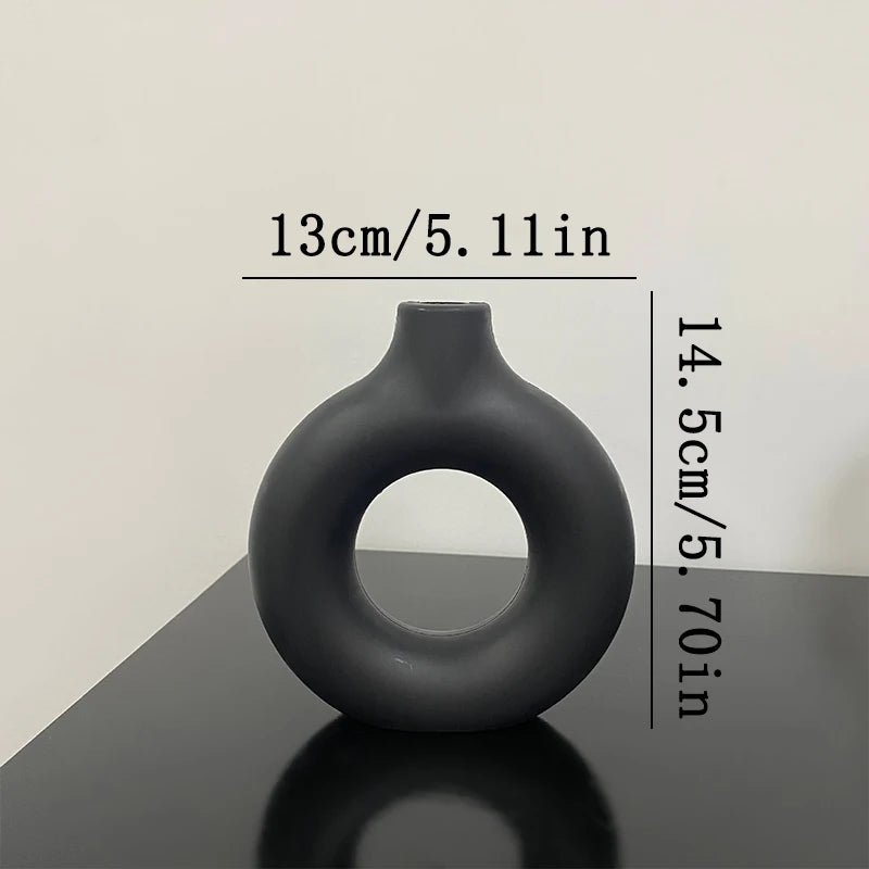 White Decorative Nordic Design Vase with Central Sculptural Hole