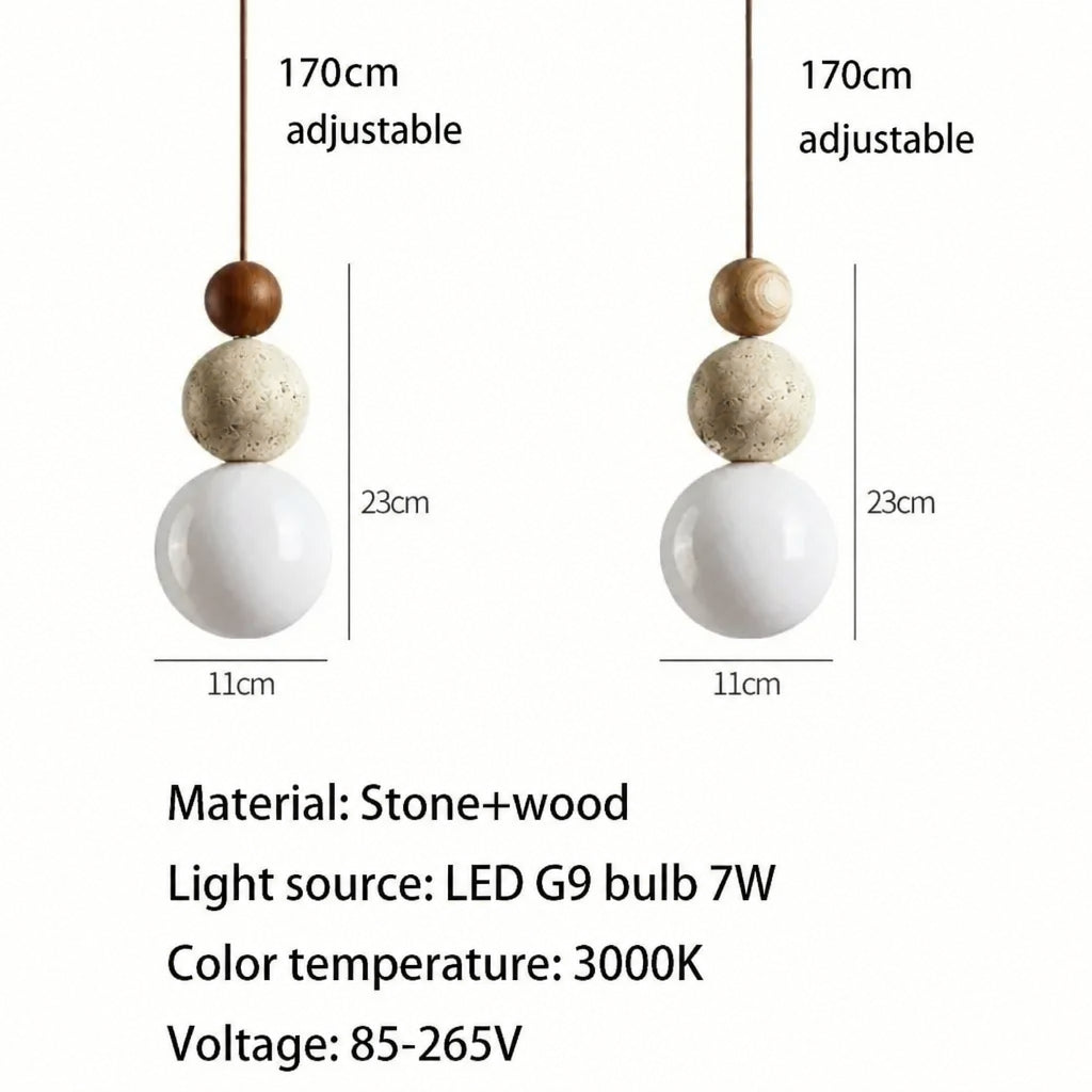 SOLEN Travertine and Wood Pendant Light — additional product view 9