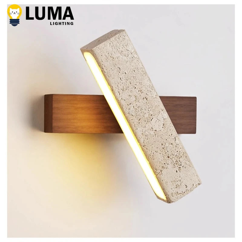 Natural Travertine LED Wall Lamp - Japanese Wabi-Sabi Design