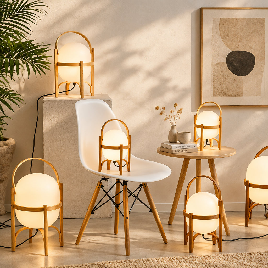 ELVA Wood and Frosted Glass Floor Lamp — additional product view 4