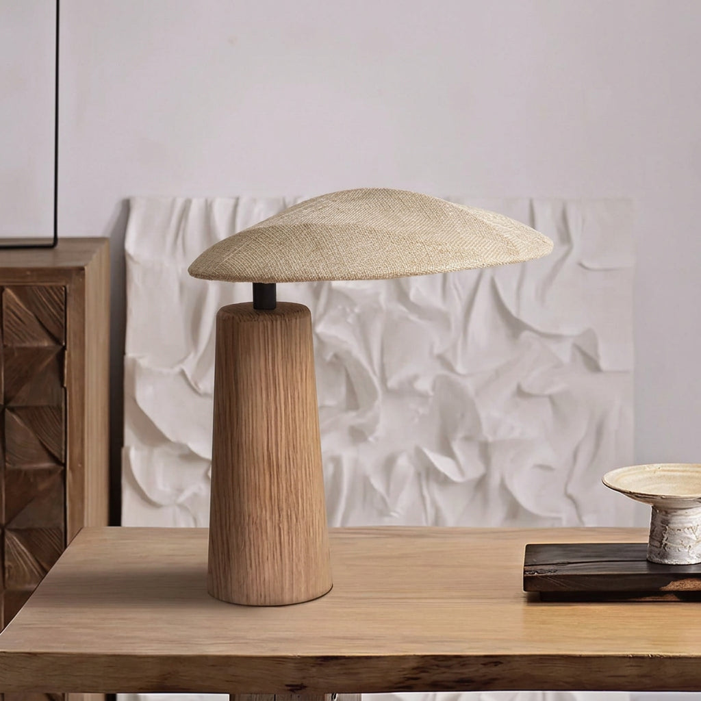 NAGI Wooden Table Lamp with Oval Fabric Shade — additional product view 2