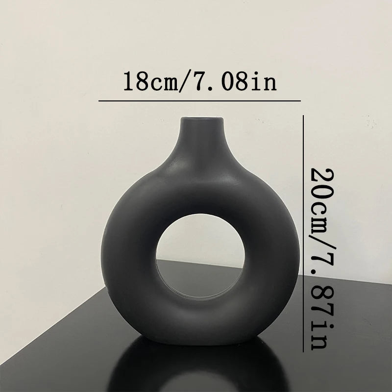 White Decorative Nordic Design Vase with Central Sculptural Hole