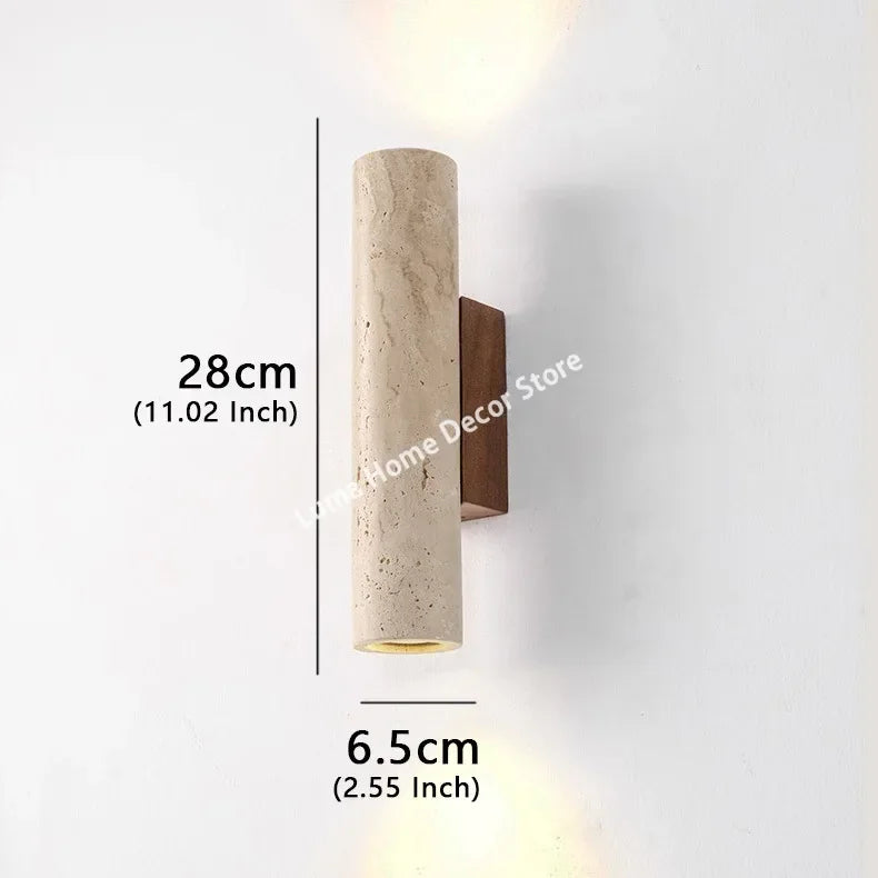 Lampada da Parete Cilindrica in Pietra Travertino - Design Moderno LED