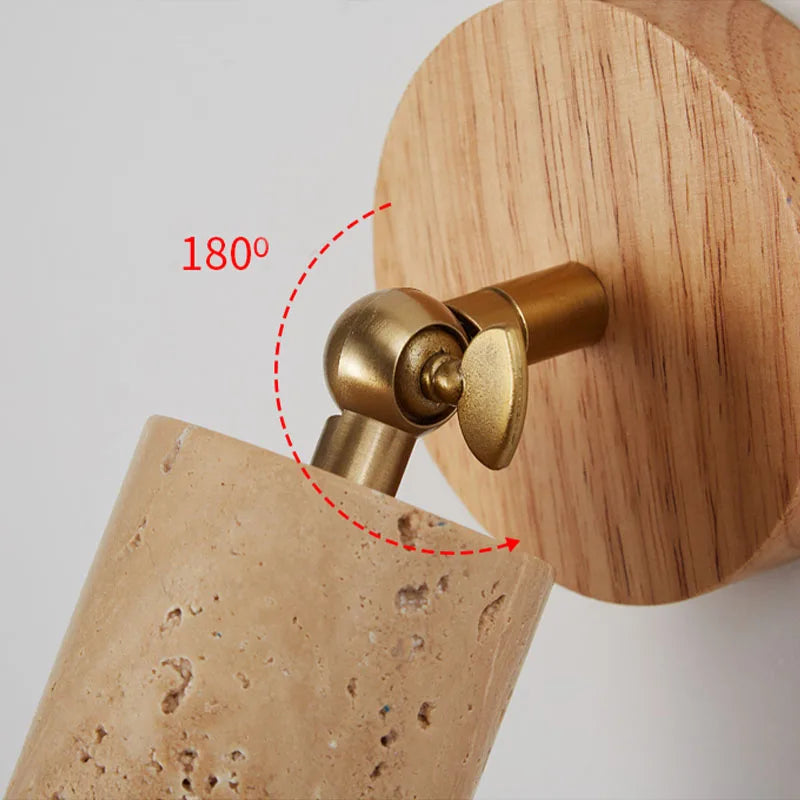 Lampada da Parete Travertino Orientabile 180° LED Design Wabi-Sabi