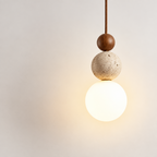 SOLEN Travertine and Wood Pendant Light — additional product view 2