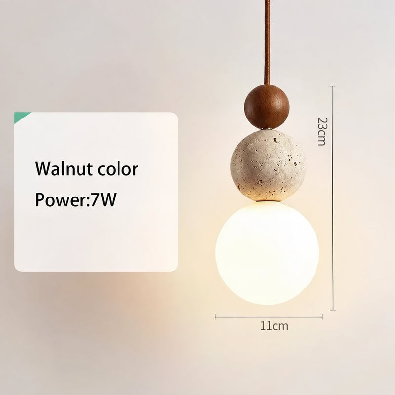 SOLEN Travertine and Wood Pendant Light — additional product view 8