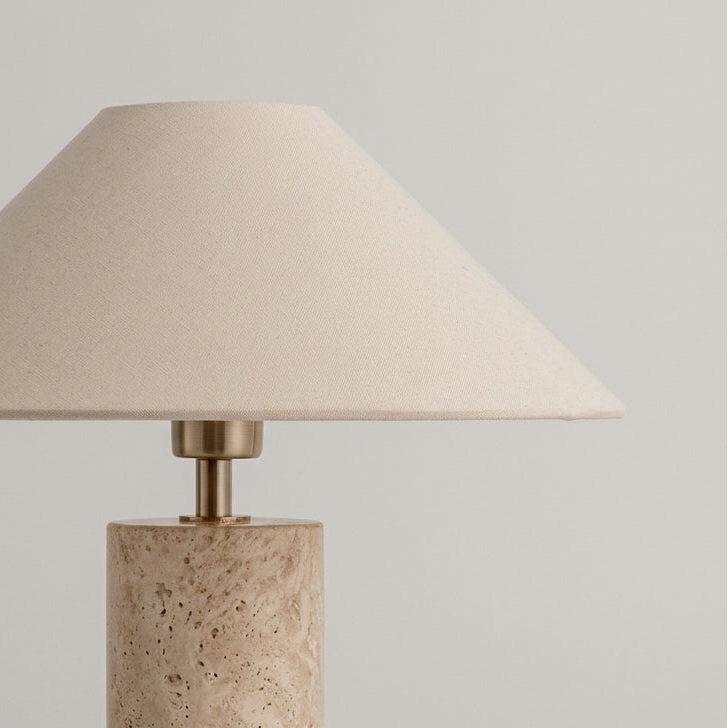 ISORA textured stone-look table lamp with a fabric shade — alternate product view 2