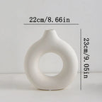 Vaso Decorativo Bianco Design Nordico con Foro Centrale Scultoreo