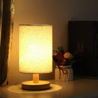 SENNA wood and fabric USB bedside table lamp — alternate product view 2