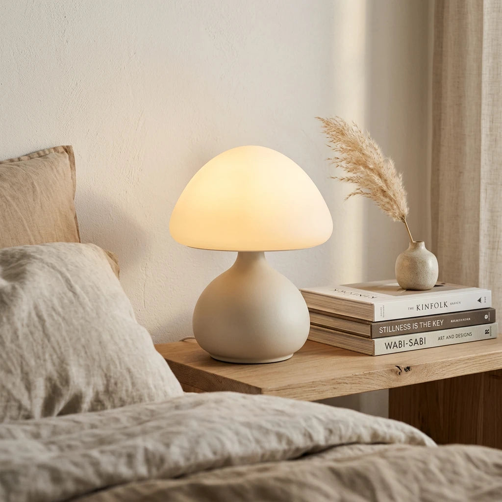 MIKO white mushroom-shaped LED table lamp