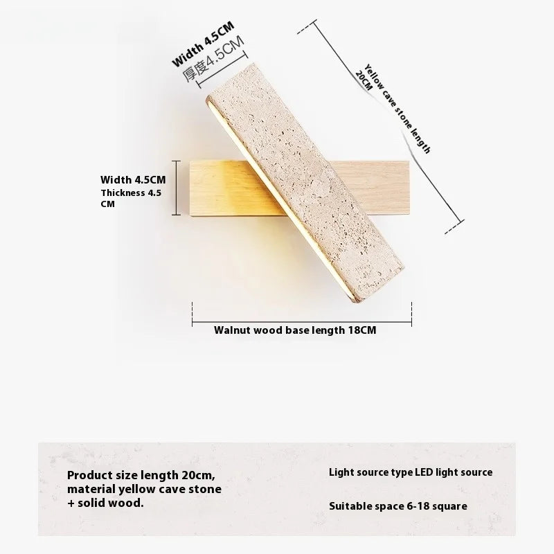 Natural Travertine LED Wall Lamp - Japanese Wabi-Sabi Design