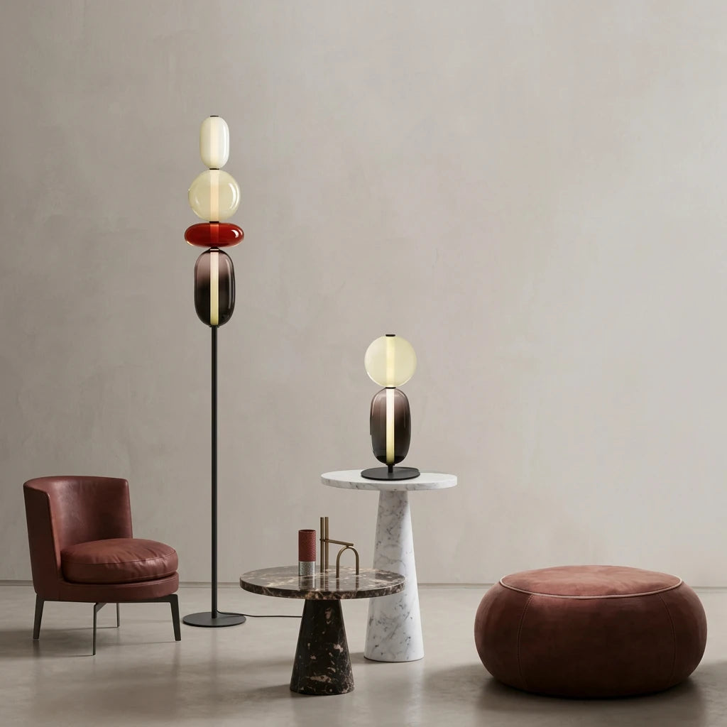 TOTEMA Colored Glass Table and Floor Lamp