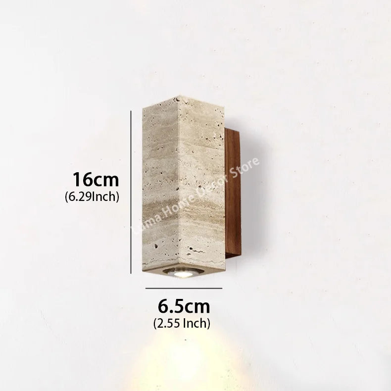 Lampada da Parete Cilindrica in Pietra Travertino - Design Moderno LED
