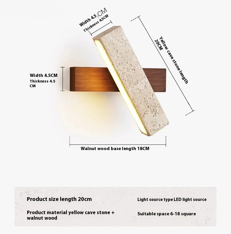 Natural Travertine LED Wall Lamp - Japanese Wabi-Sabi Design